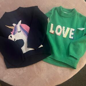 Old Navy Unicorn and Love Sweater Set - Black and Green